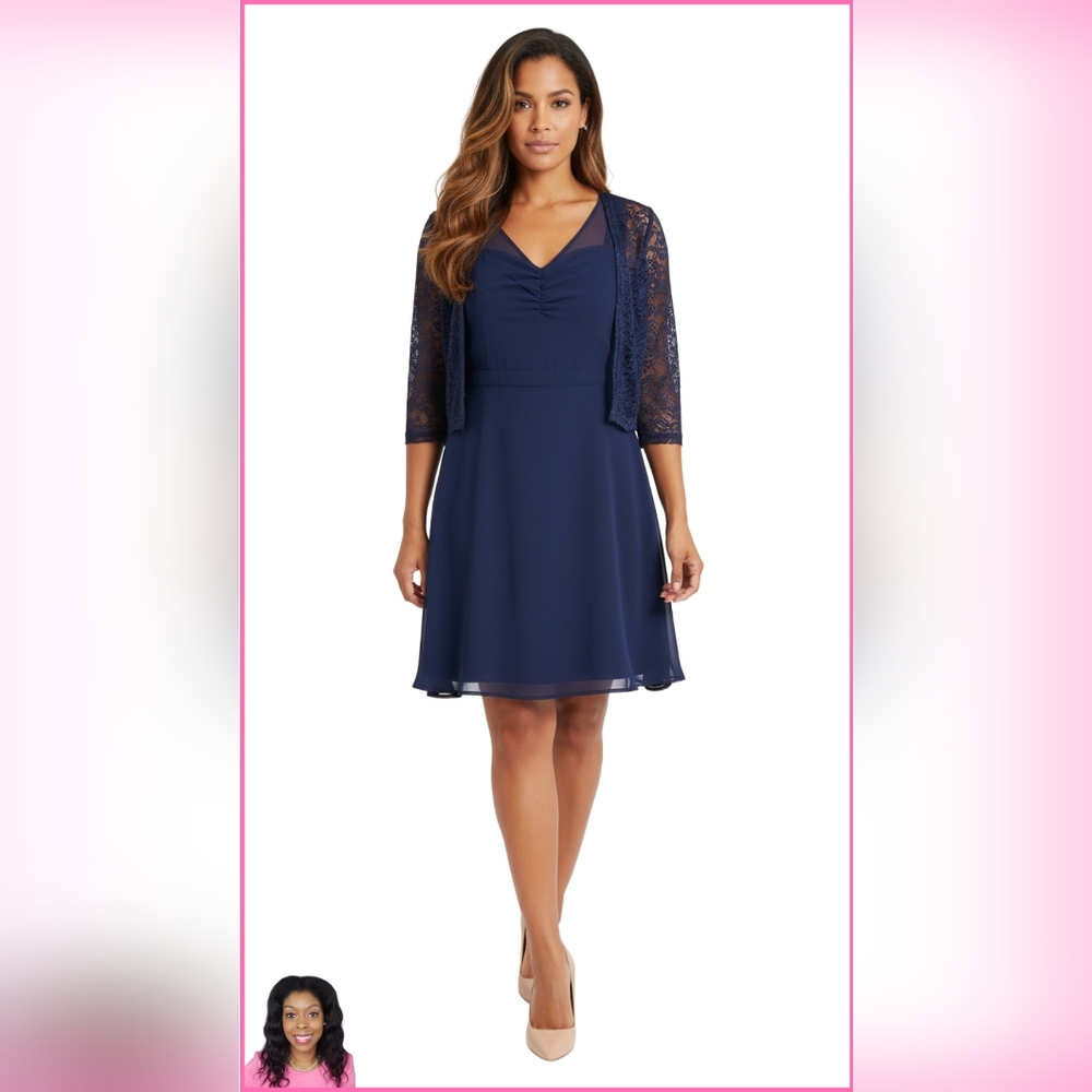 Modcloth Navy Blue Cocktail Polyester Dress | Size L